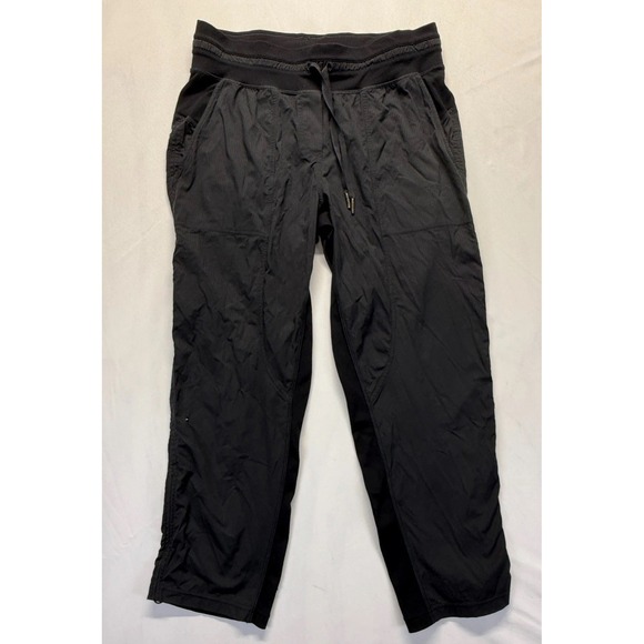 lululemon athletica Pants - Lululemon Dance Studio Mid Rise Cropped Pants Womens 8 Black Stretch Cinched Hem